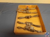 (5) Antique hand tools; (3)...Rare Early Stanley No 66 Hand Beader Pat Feb.9.86 Nickel Plated Beadin