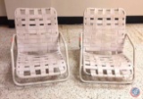 (2) Outdoor Aluminum Frame Plastic Webbing Chairs 19