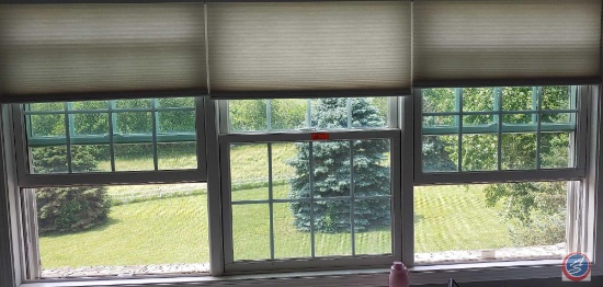 3-double hung windows w/ 7X11 Panes , casing 116"LX56"T Blinds Included. (All Measurements are