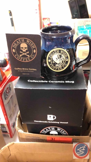 (6) Death Wish coffee company mugs, (3) Friday the 13th, Rosie the Revetor, Deep Space and Undying