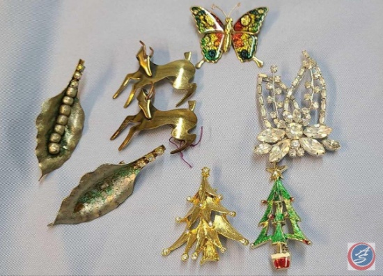 Assorted Items; Christmas Pins, Leaf Pins, etc.. Hair clip