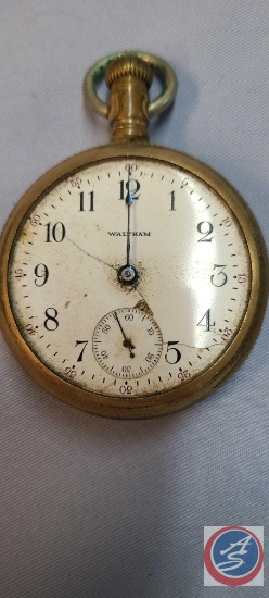 (3) Waltham pocket watch movement, Vintage Walthamgold tone pocket watch w/o glass covering, Vintage