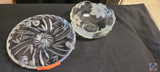 (1) Crystal Clear Frosted Bowl, (1) Crystal Platter.
