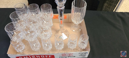 Assorted sizes of... Crystal Mikas...made in Germany wine glasses, One crystal candle holder.
