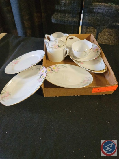 (1) Flat of Vintage...Noritake Azalea Pattern Dishes, Serving Platter, Plates, Creamer & Sugar....