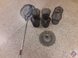 5 minnow traps1 fishnet and 1 fish basket
