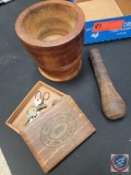 Wood Mortar & Pestle, Aurelia Baltimore Cigar Box.