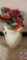 White Glass Vase with Poinsettia, approx measurements are 20