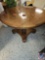 Round wooden table with base stand... and 2 extra leafs to add on...... approx 44 w x 28 1/2 tall...