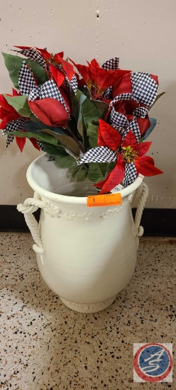 White Glass Vase with Poinsettia, approx measurements are 20"TX17"W,...