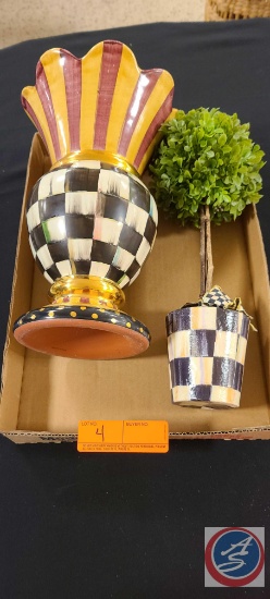 Mac Kenzie-Childs Courtly Box Wood, Mackenzie -Childs Great Vase.