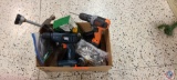 (1) Flat of assorted items to name a few: (2) Black & Decker Drills, Ross Roof Feeder Refills,
