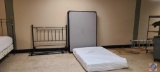 Sealy mattress approx... mattress & box springs... 53x74 with metal bed frame headboard... ...& side
