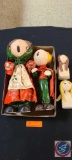 Assorted Items: Stuffed bears, faceless figurines, figurines.