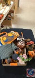 Assorted Stuff... to much to list: Apron, Wreath, Pumpkins and Gords. etc....