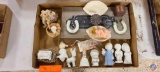 (4) Assorted cooking items, assorted vases, 4 plates and silverware and assorted figurines...
