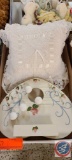 Small pillow, wood wall hanging, assorted teddy bears...