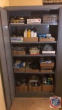 Metal Cabinet full of assorted items measurements are approx 36