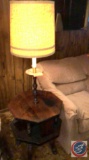 Couch & end table with lamp.