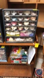(2) Metal 23 Drawer container full of assorted beads,buttons all sewing stuff to much to list: (1)