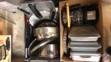 (2) Boxes containing , Hamilton Beach Coffee maker, pots and pans, cake pans etc....