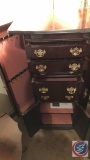 Cherry Wood Jewelry box $ drawers, 2 small doors on bottom, 2 doors that open on the sides, Lift of