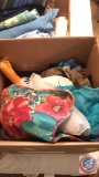 (5) Boxes of assorted sheets, blanket, stuffed animals, Belts & Scarves etc...