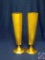 Pair gold-plated jubilee vases. H 15? Dia 4.5?. Shows wear. Inscribed ?1885-1935.? Mark: (Cleaning