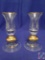 Pair glass bud vases w/ gold accents. H 5?
