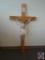 Vintage five- foot wooden crucifix. Cross 60? high x 30? wide. Corpus 27? long x 22?wide. Note: