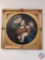 Copy of Raphael?s Madonna Della Seggiola painting in oval mat w/ ornate square gilt wood frame.
