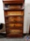Antique Oak barristers? bookcase w/ 5 tiers & sliding glass doors. Sectional book shelves w/ metal