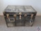 Continental Trunk flattop black steamer trunk w/ metal fittings. 1 handle missing and no key.