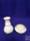 Belleek porcelain 5? white bud vase & shamrock bowl 2? x 4?. Mark: (Belleek Co. Fermanagn, Ireland.