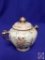 Rudolstadt Porcelain sugar bowl w/lid H 3?. Cream, gold trim. (Mark: Germany R.W., Rudolstadt, #161)