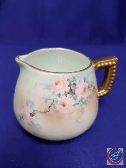 Porcelain creamer w/ gold handle. 3.5? H (Mark: Bavaria 165)