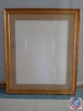 Gold wooden frame with interior double mat. Inside acid free mat: 23? x 29?. Frame 33? x 39