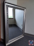 Silver framed decorative wall mirror with beveled mirror. Frame 35?W 23.5?L. Mark: (Kirkland?s