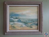 Robert D Blanpied oil painting, ?Sea Gulls, Riding With the Wind.? Painting 16? x 20?. Wood frame