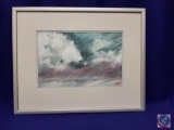 George J. Stengel pastel on paper ?Mountain with Clouds.? Image 11? x 7.5.? Metal frame 17? x 13.5?