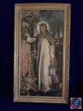 Framed copy ?Light of the World? by William H. Hunt. Campbell Prints, NY. Image: 13.5? x 27.5?