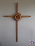 Large Woven Wheat artistic cross by Teresa Aley. History of artist and cross included Cross 47? W x