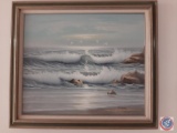 C. Galia hand painted original oil painting ? seascape. Image: 20?W x 24?H. Frame: 29?W x 26?H.