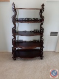 Antique Old English Whatnot shelf. Walnut w/ 5 shelves decreasing in size. Serpentine front with 4