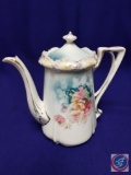 Porcelain teapot. Scalloped rim. H 7? (Mark: RS, 164, FRUI A)