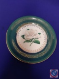 Georgian China porcelain plate Dia 10?. Green w/gold etching. Shows wear. (Mark: Georgian China,