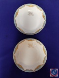 Haviland bowls (2) engraved with ?St. M.? Blue w/ gold trim....W 7.5? Mark: (France.) Small chip on