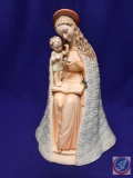 Vintage Hummel Mother & Child statue w/ flower & bird. H 11?. Sticker: ?Flower Madonna.? Mark: (MJ