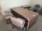 Leather office chair, small keyboard desk 36 x 20 , 2 cloth desk chairs and 2 drawer wooden desk 71