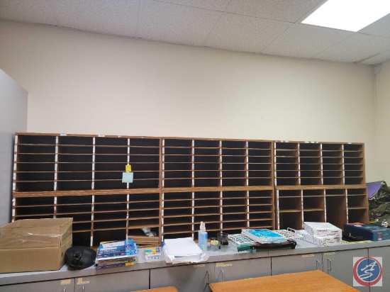 (6) Wooden mail sorter slots 39 x 17